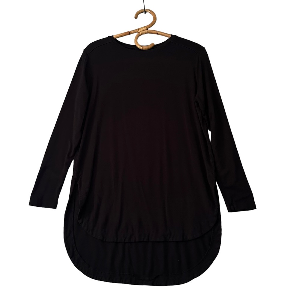 Ayrtight | Black Long Sleeve Curved Hem‎ Jersey Knit Tunic Size XS
